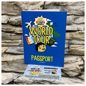 Ryan’s World Tour Travel PASSPORT BOOK & CODE Mystery Micro Figure Sticker Doll